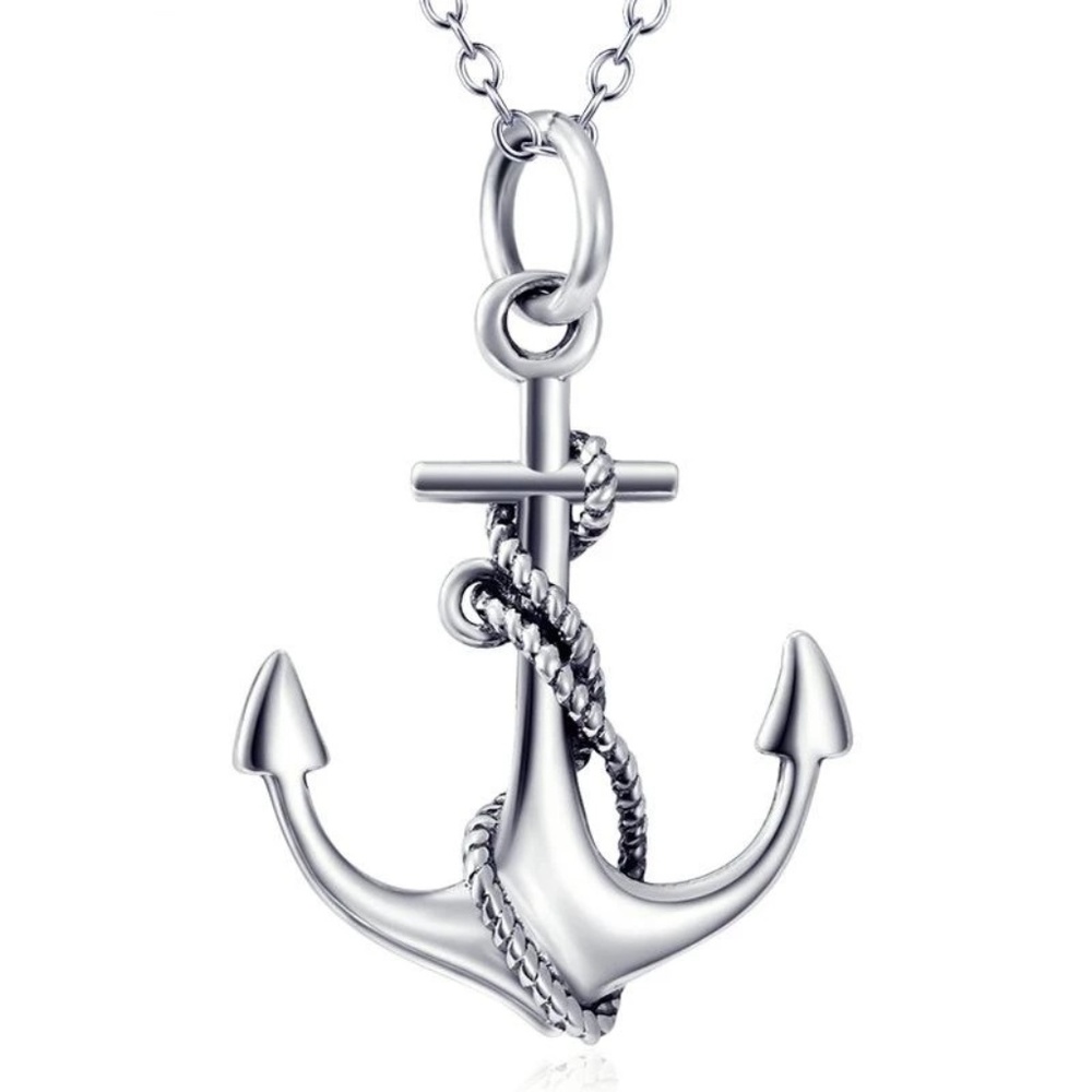 Anchor Pendant and 18" Chain, Sterling Silver Fine